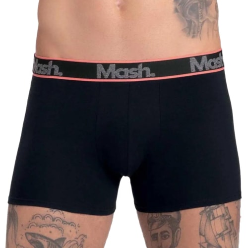 Detalhe - Kit Mash 2 Cuecas Boxer Cotton 110.42 Mescla Escuro/Preto