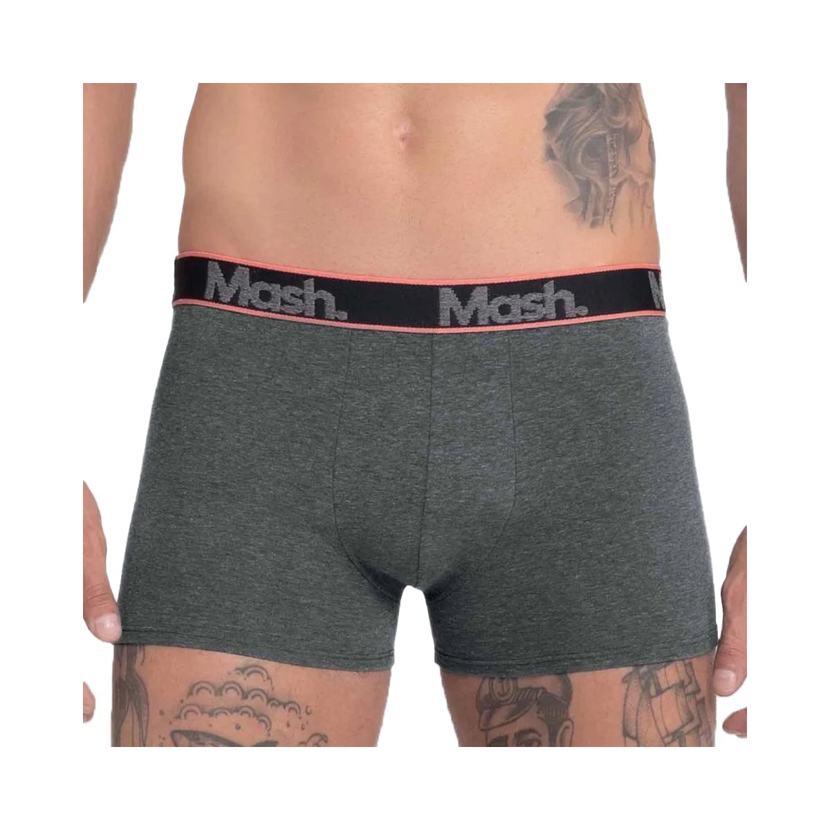 Kit Mash 2 Cuecas Boxer Cotton 110.42 Mescla Escuro/Preto