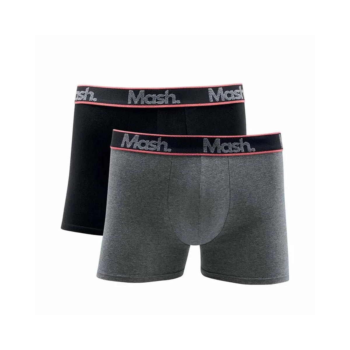 Kit Mash 2 Cuecas Boxer Cotton 110.42 Mescla Escuro/Preto