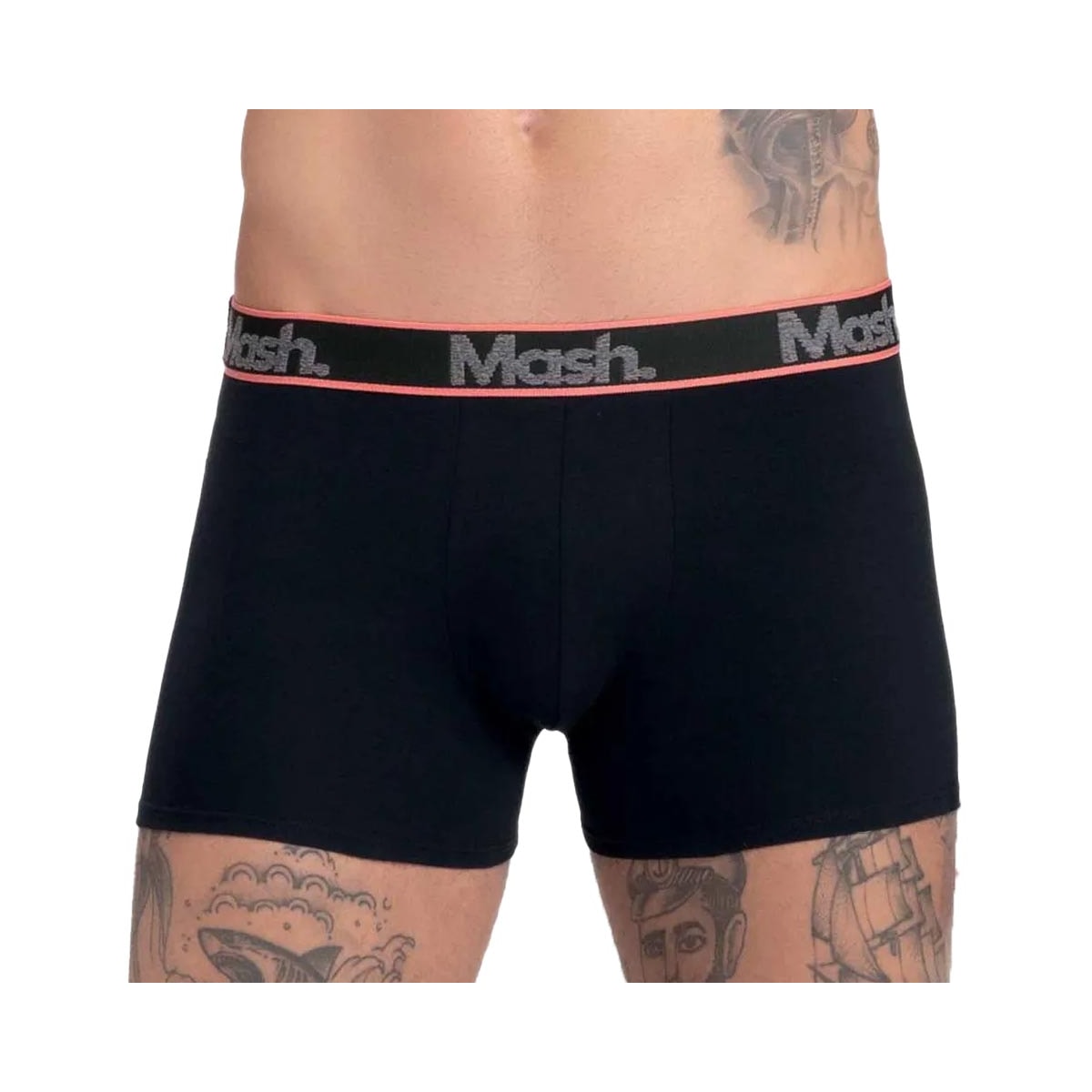 Kit Mash 2 Cuecas Boxer Cotton 110.42 Mescla Escuro/Preto Kit Mash 2 Cuecas Boxer Cotton 110.42 Mescla Escuro/Preto