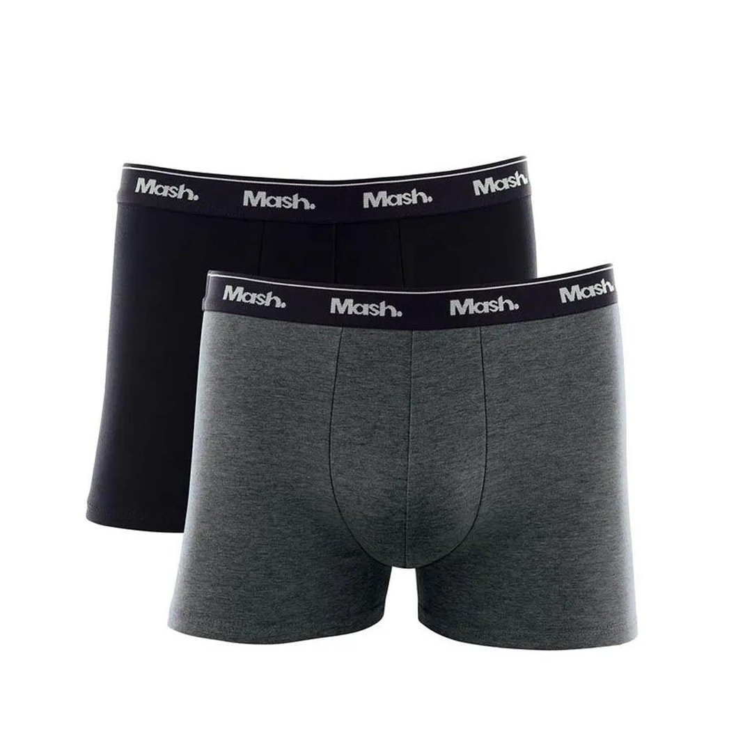 Kit Mash 2 Cuecas Boxer De Cotton 110.18 Cinza/Preto