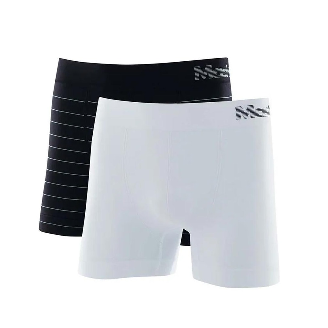 Kit Mash 2 Cuecas Boxer Microfibra 711.02 Preto/Branco