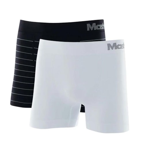 Detalhe - Kit Mash 2 Cuecas Boxer Microfibra 711.02 Preto/Branco
