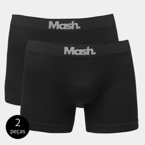 Kit Mash 2 Cuecas Boxer Microfibra 711.02 Preto/Preto