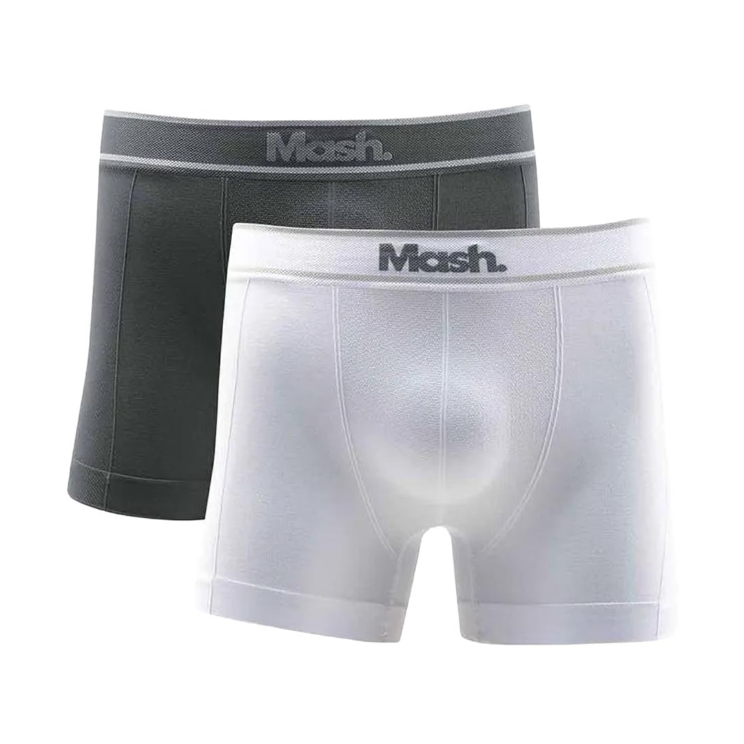 Kit Mash 2 Cuecas Boxer Sem Costura 711.17 Cinza/Branco Kit Mash 2 Cuecas Boxer Sem Costura 711.17 Cinza/Branco