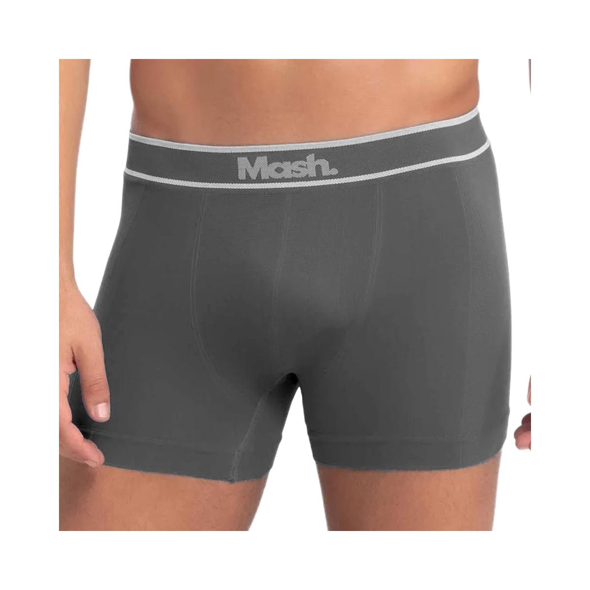 Kit Mash 2 Cuecas Boxer Sem Costura 711.17 Cinza/Branco Kit Mash 2 Cuecas Boxer Sem Costura 711.17 Cinza/Branco