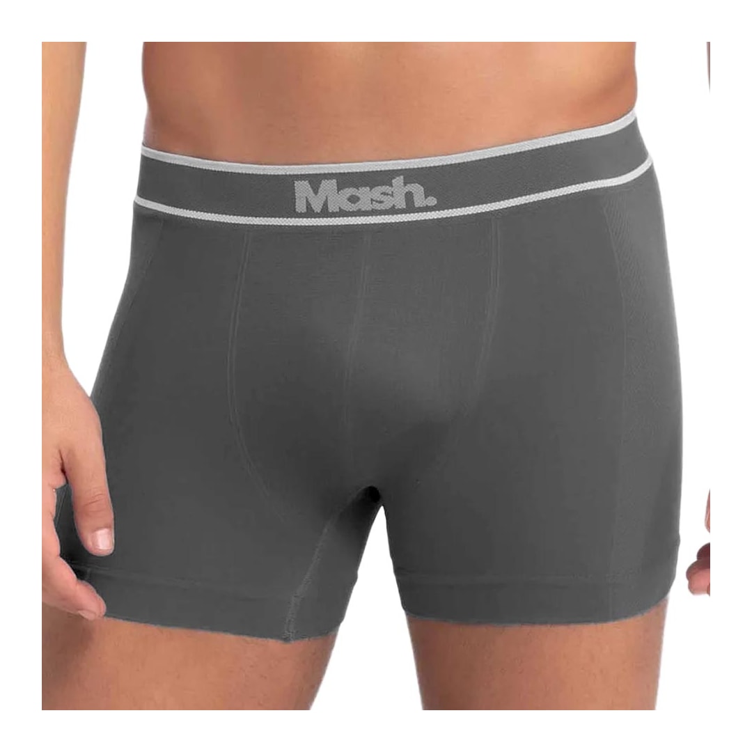 Kit Mash 2 Cuecas Boxer Sem Costura 711.17 Cinza/Branco Kit Mash 2 Cuecas Boxer Sem Costura 711.17 Cinza/Branco