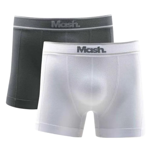 Kit Mash 2 Cuecas Boxer Sem Costura 711.17 Cinza/Branco
