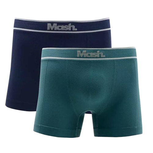 Kit Mash 2 Cuecas Boxer Sem Costura Microfibra 711.17 Azul