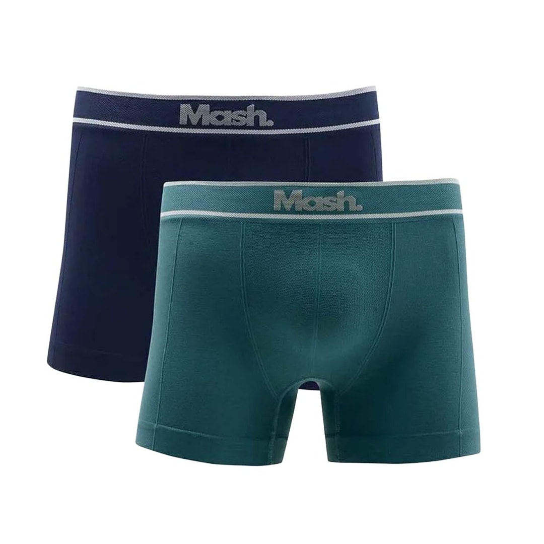 Kit Mash 2 Cuecas Boxer Sem Costura Microfibra 711.17 Azul