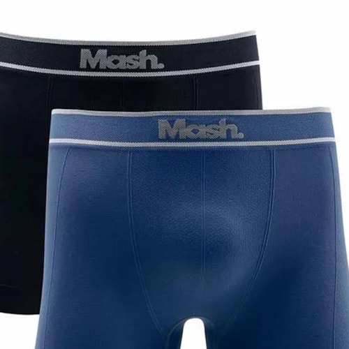 Detalhe - Kit Mash 2 Cuecas Boxer Sem Costura Microfibra 711.17 Azul/Preto