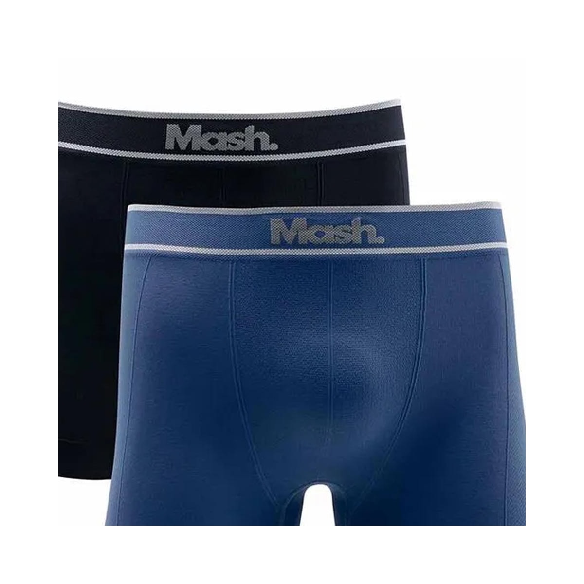 Kit Mash 2 Cuecas Boxer Sem Costura Microfibra 711.17 Azul/Preto