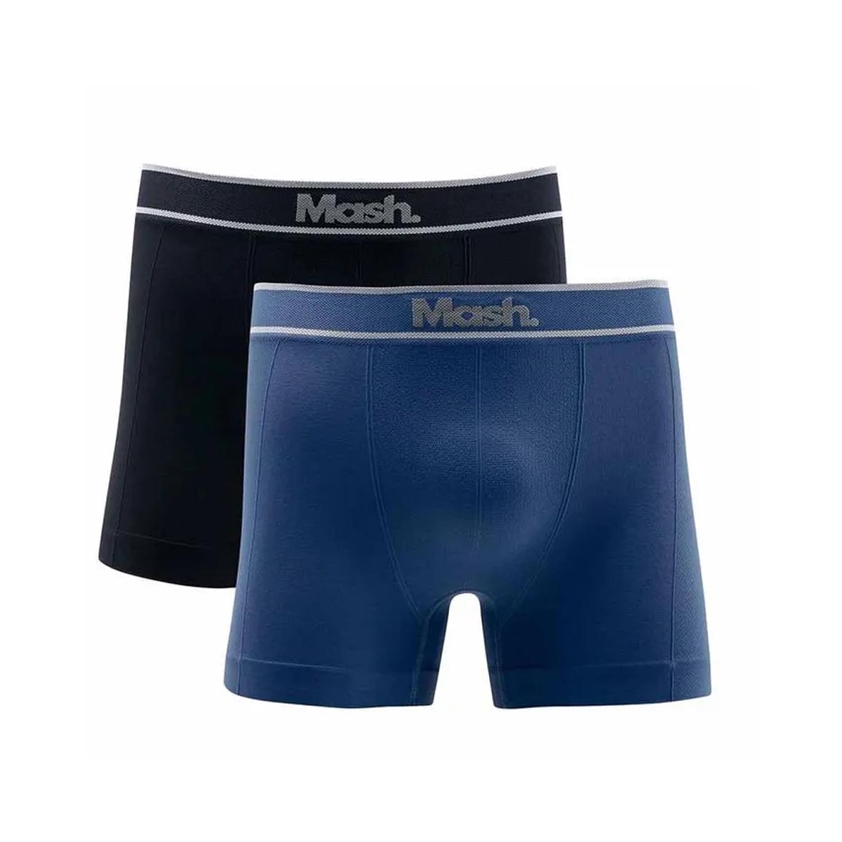 Kit Mash 2 Cuecas Boxer Sem Costura Microfibra 711.17 Azul/Preto Kit Mash 2 Cuecas Boxer Sem Costura Microfibra 711.17 Azul/Preto