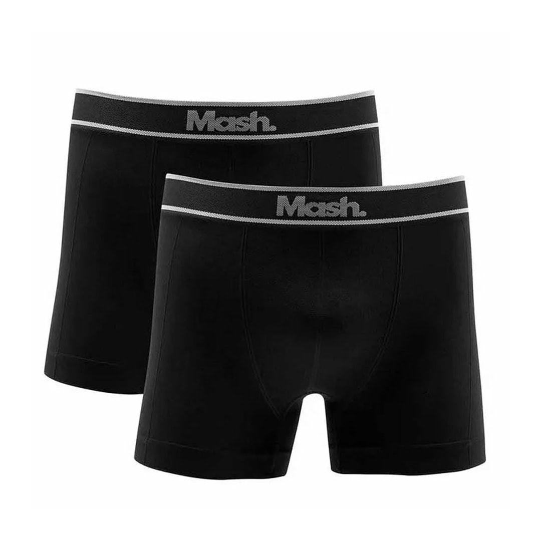 Kit Mash 2 Cuecas Boxer Sem Costura Microfibra 711.17 Preto