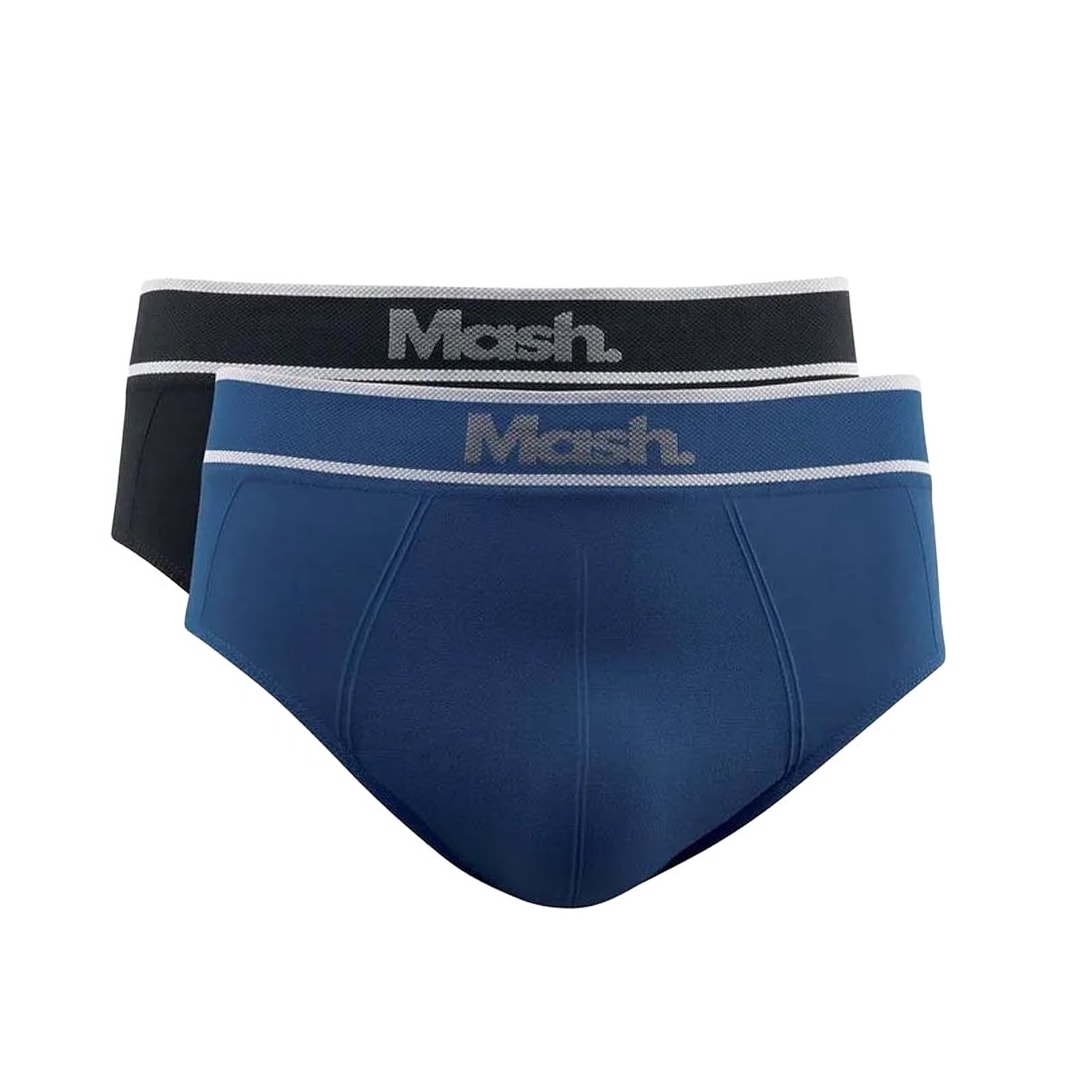 Kit Mash 2 Cuecas Slip De Microfibra 711.20 Azul/Preto