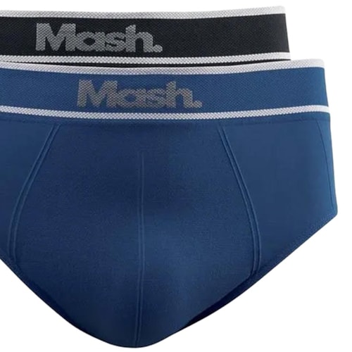 Detalhe - Kit Mash 2 Cuecas Slip De Microfibra 711.20 Azul/Preto