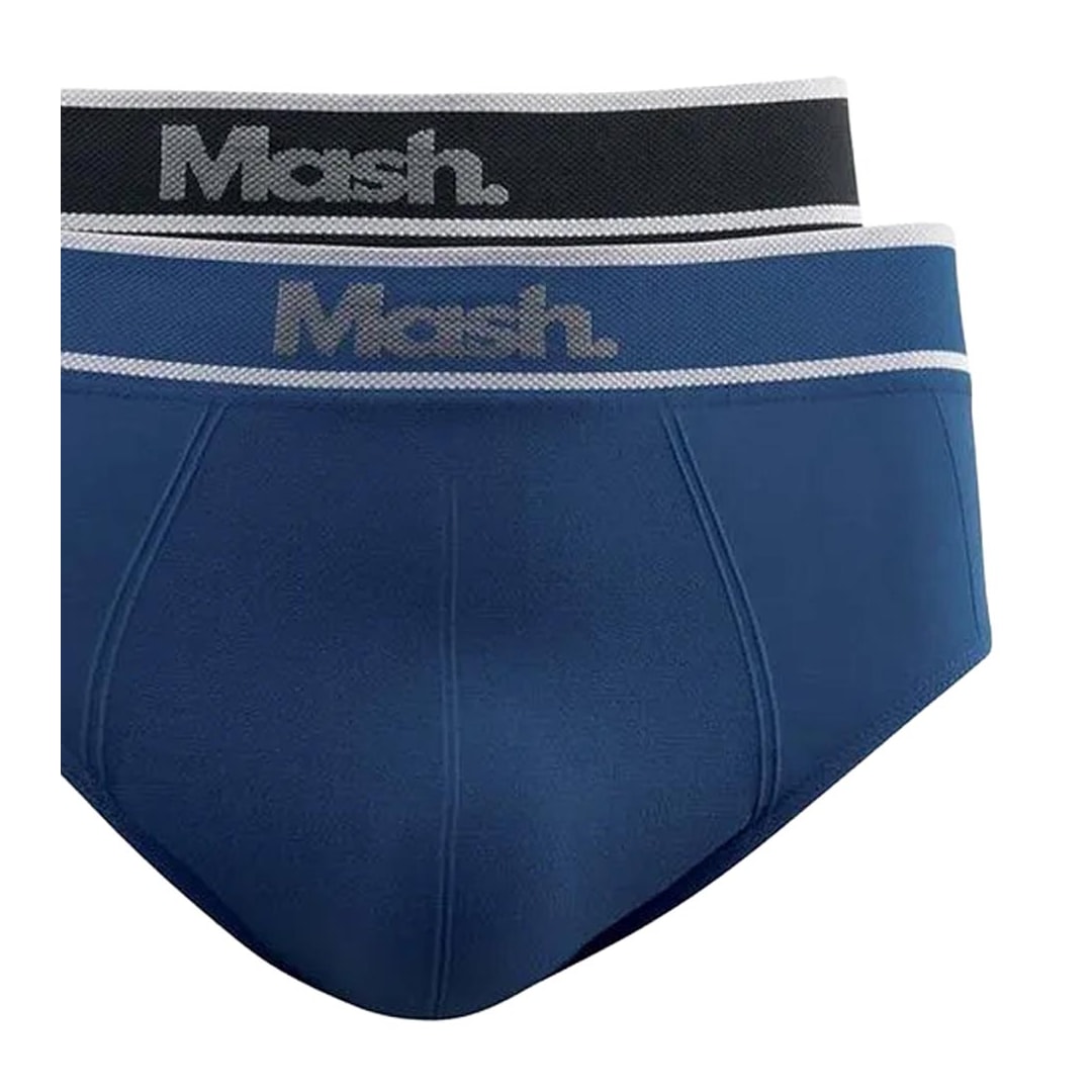 Kit Mash 2 Cuecas Slip De Microfibra 711.20 Azul/Preto Kit Mash 2 Cuecas Slip De Microfibra 711.20 Azul/Preto