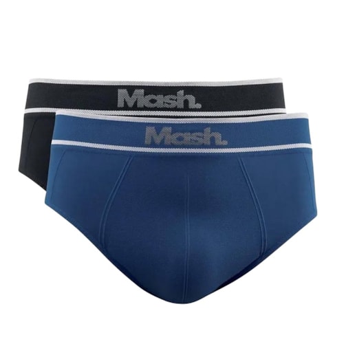 Kit Mash 2 Cuecas Slip De Microfibra 711.20 Azul/Preto