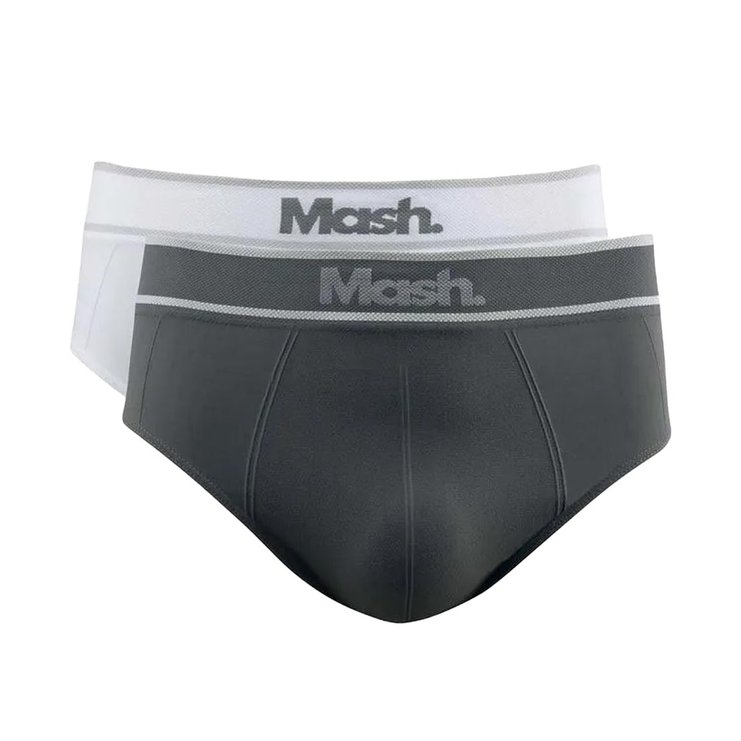 Kit Mash 2 Cuecas Slip De Microfibra 711.20 Cinza/Branco Kit Mash 2 Cuecas Slip De Microfibra 711.20 Cinza/Branco