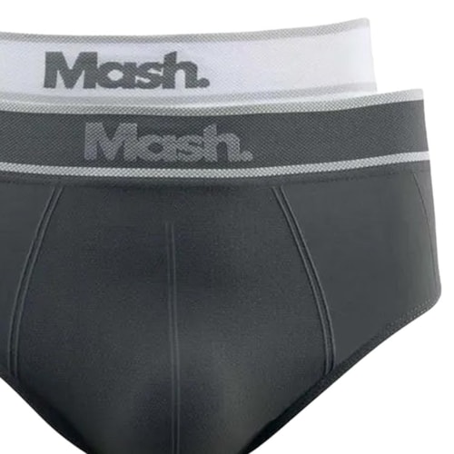 Detalhe - Kit Mash 2 Cuecas Slip De Microfibra 711.20 Cinza/Branco