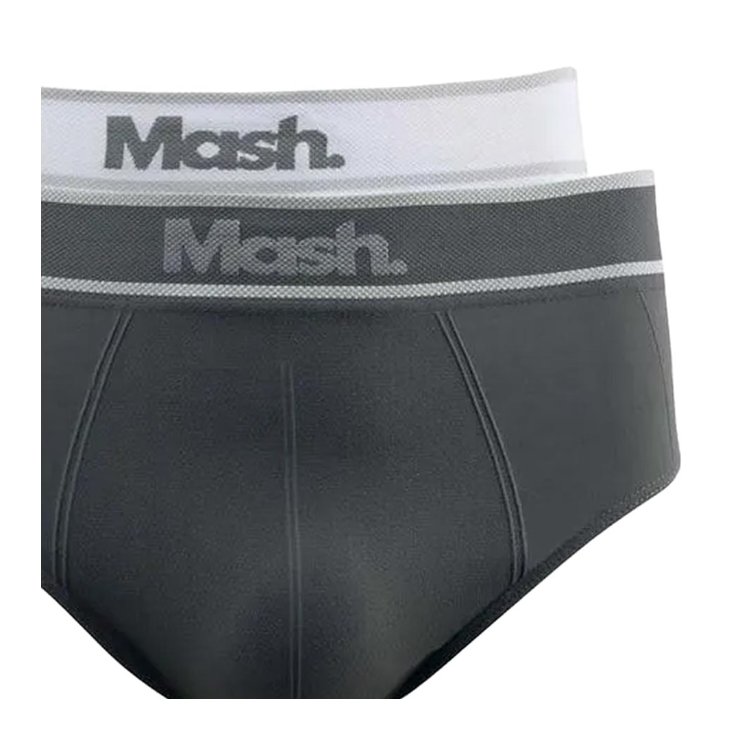 Kit Mash 2 Cuecas Slip De Microfibra 711.20 Cinza/Branco Kit Mash 2 Cuecas Slip De Microfibra 711.20 Cinza/Branco