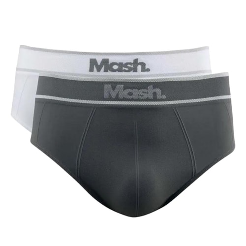 Kit Mash 2 Cuecas Slip De Microfibra 711.20 Cinza/Branco