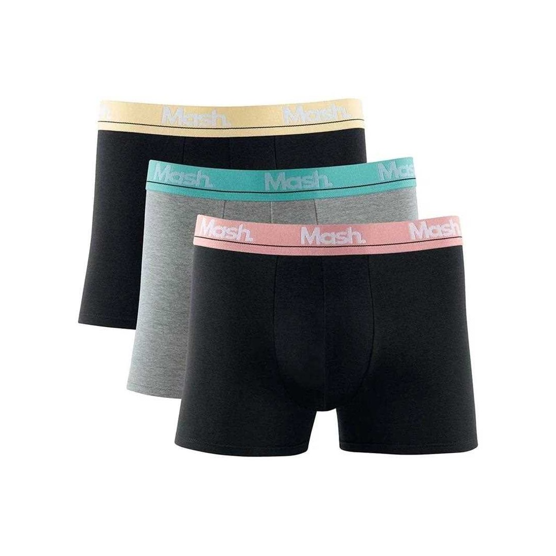 Kit Mash 3 Cuecas Boxer Cotton Masculina 110.40 Preto/Mescla/Preto Kit Mash 3 Cuecas Boxer Cotton Masculina 110.40 Preto/Mescla/Preto
