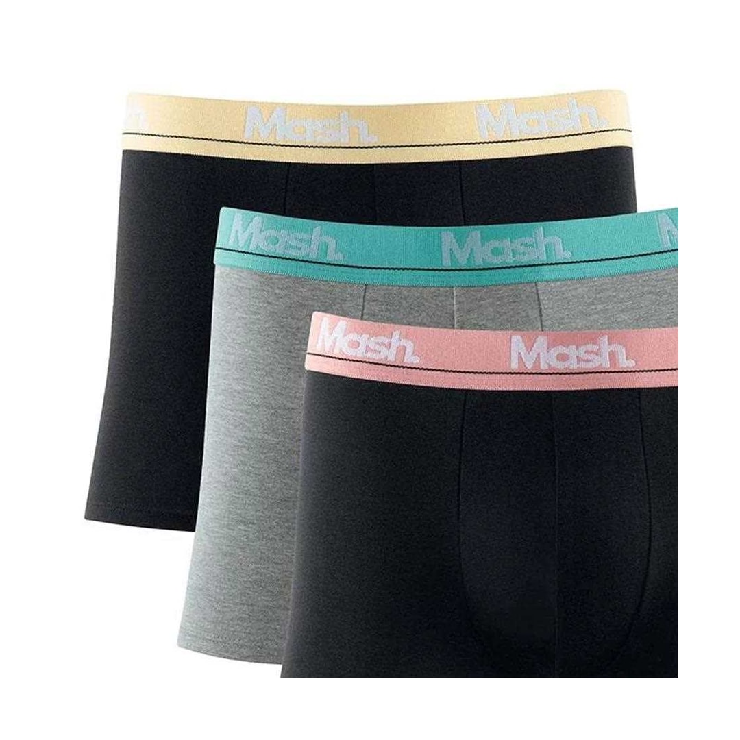 Kit Mash 3 Cuecas Boxer Cotton Masculina 110.40 Preto/Mescla/Preto