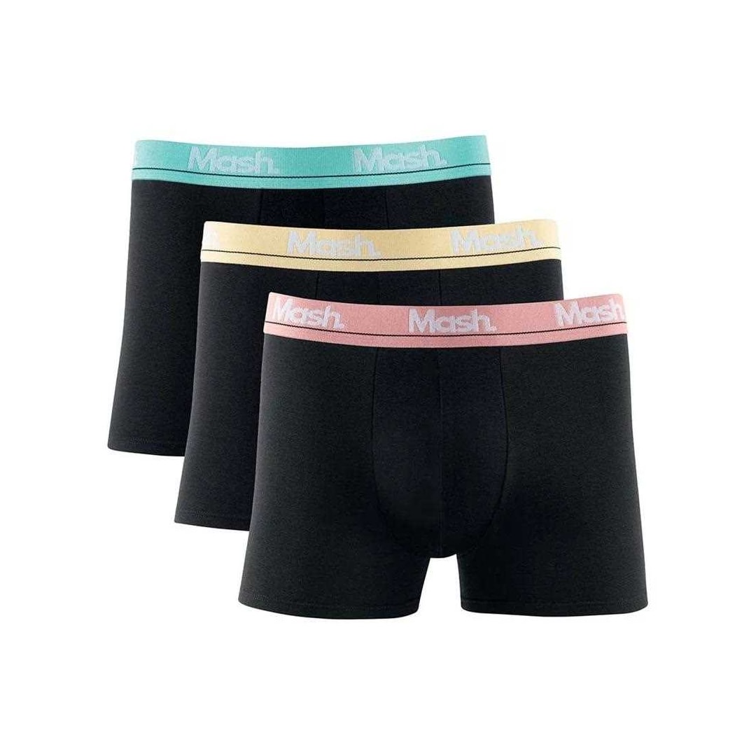 Kit Mash 3 Cuecas Boxer Cotton Masculina 110.40 Preto/Preto/Color