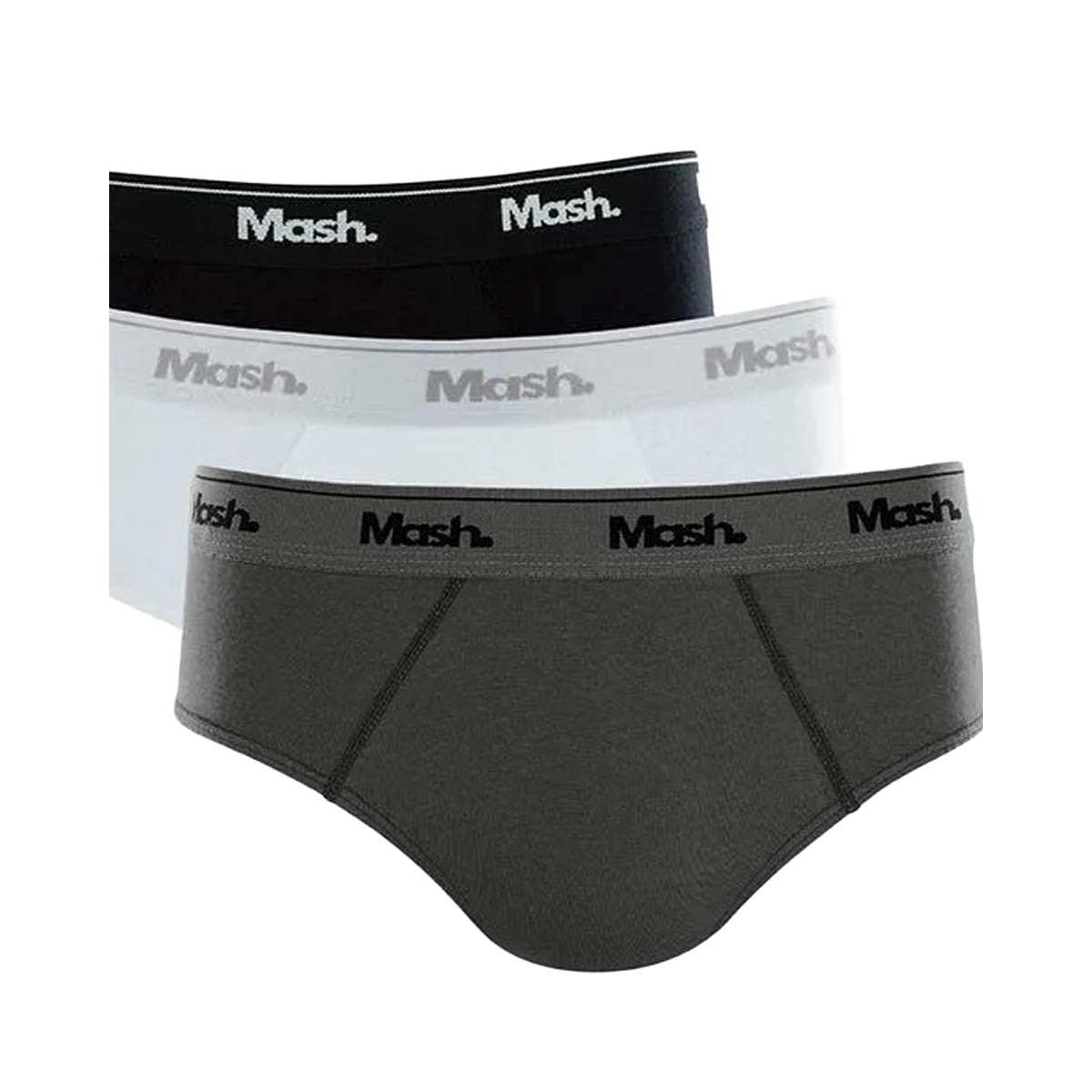 Kit Mash 3 Cuecas Slip 010.04 Preto/Branco/Mescla