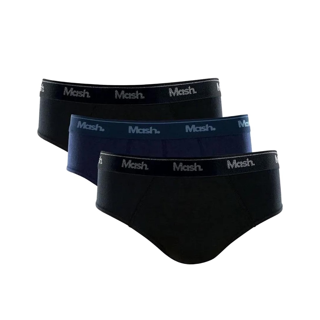 Kit Mash 3 Cuecas Slip 010.04 Preto/Marinho/Preto Kit Mash 3 Cuecas Slip 010.04 Preto/Marinho/Preto