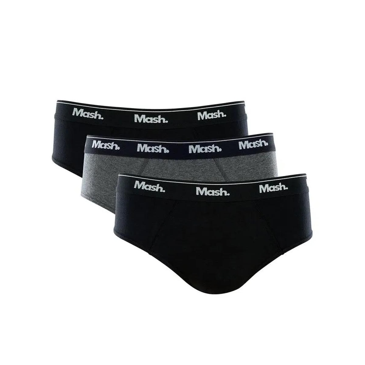 Kit Mash 3 Cuecas Slip Algodão 010.04E Preto/Cinza/Preto Kit Mash 3 Cuecas Slip Algodão 010.04E Preto/Cinza/Preto