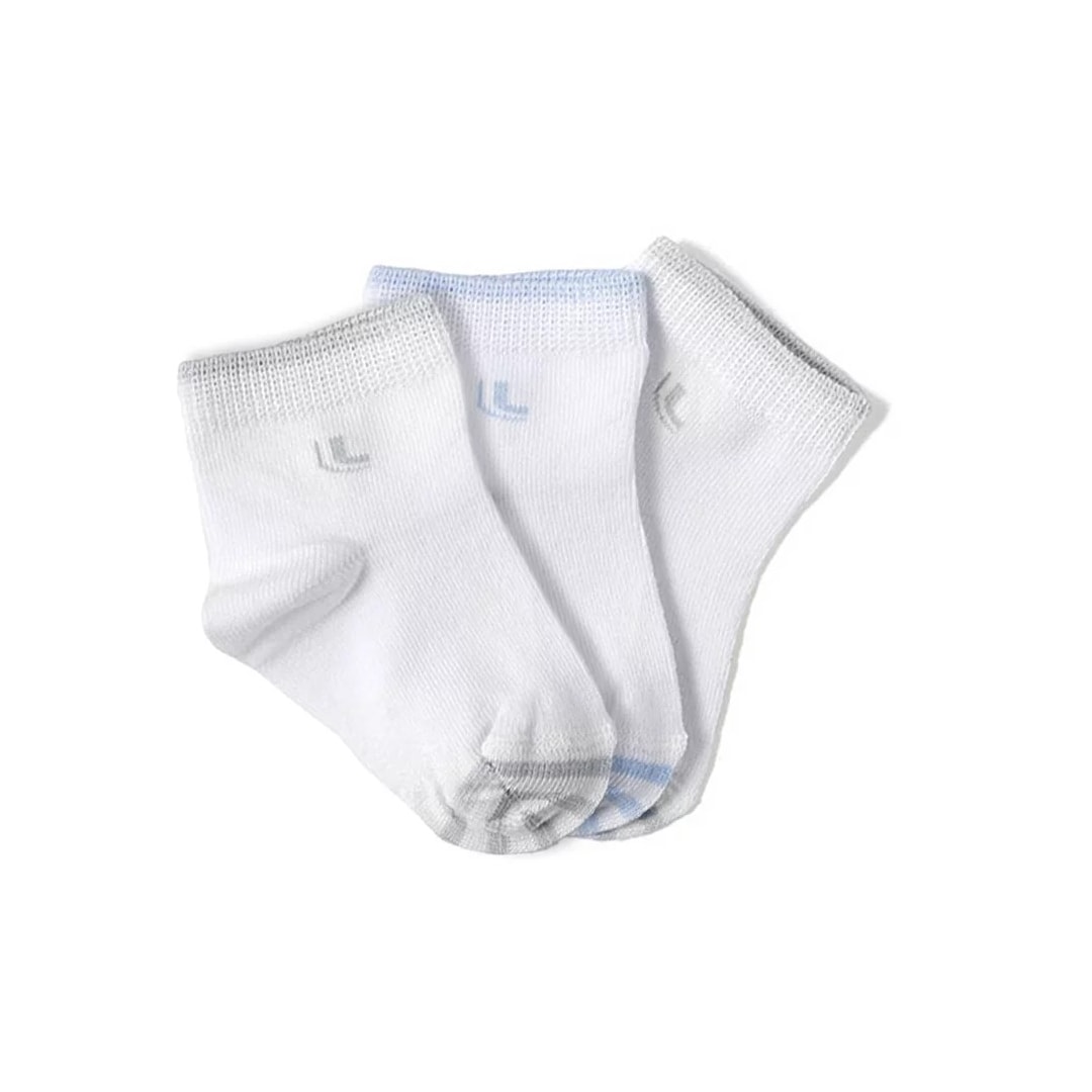 Kit Meia Lupo Soquete Infantil 68%algodão 2835 Cinza/Azul/Cinza