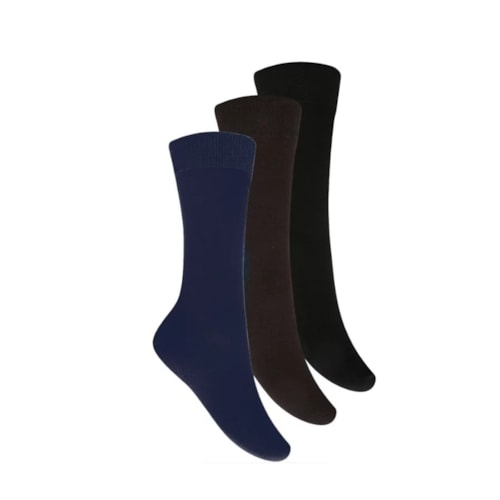 Detalhe - Kit Meia Selene Classica Masculina 3033 Cafe/Marinho/Preto