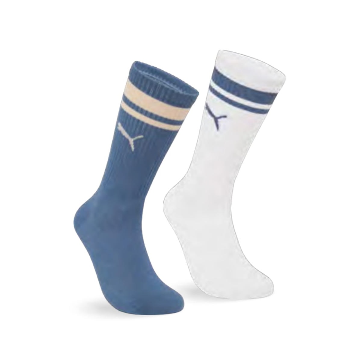 Kit Puma 2 Meias Cano Longo 4670 Branco/Azul Kit Puma 2 Meias Cano Longo 4670 Branco/Azul