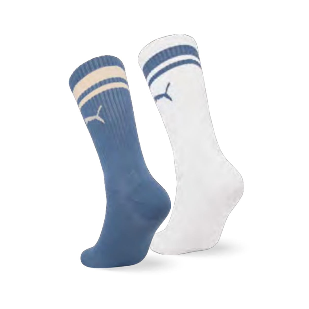Kit Puma 2 Meias Cano Longo 4670 Branco/Azul Kit Puma 2 Meias Cano Longo 4670 Branco/Azul