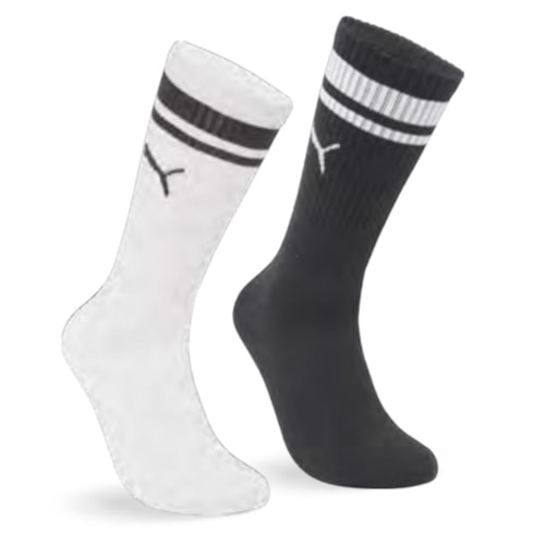 Kit Puma 2 Meias Cano Longo 4670 Preto/Branco