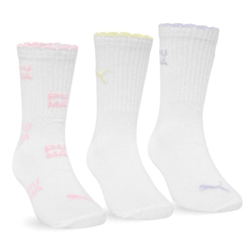 Kit Puma 3 Meias Cano Longo Infantil 2730 Branco
