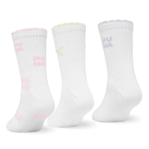 Detalhe - Kit Puma 3 Meias Cano Longo Infantil 2730 Branco