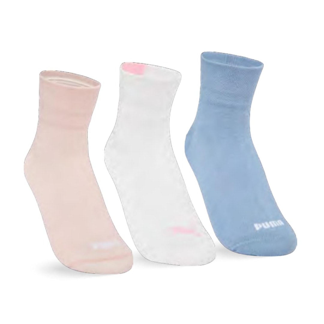 Kit Puma 3 Meias Cano Médio 4730 Rosa/Branco/Azul Kit Puma 3 Meias Cano Médio 4730 Rosa/Branco/Azul
