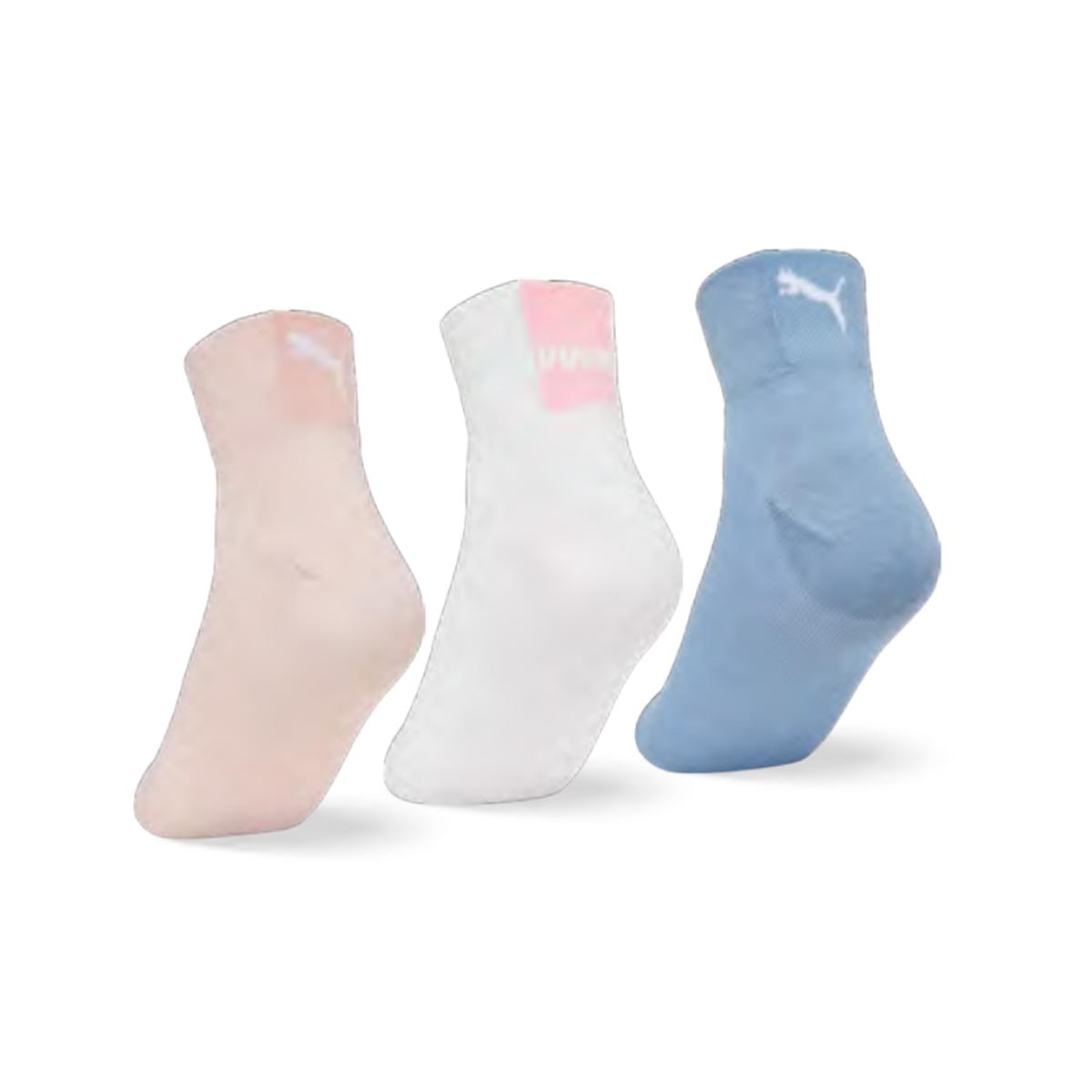 Kit Puma 3 Meias Cano Médio 4730 Rosa/Branco/Azul Kit Puma 3 Meias Cano Médio 4730 Rosa/Branco/Azul