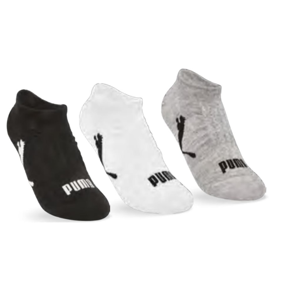 Kit Puma 3 Meias Sapatilha 4755 Preto/Branco/Mescla Kit Puma 3 Meias Sapatilha 4755 Preto/Branco/Mescla