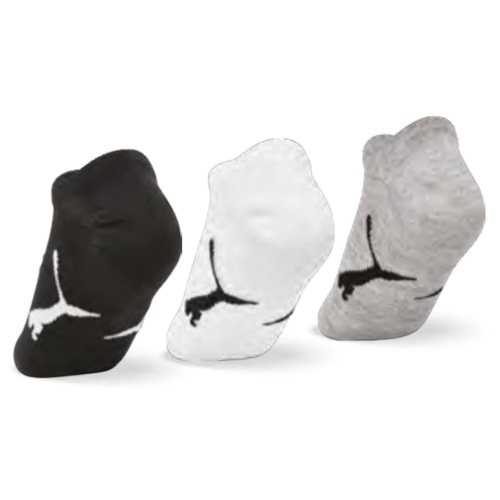 Detalhe - Kit Puma 3 Meias Sapatilha 4755 Preto/Branco/Mescla