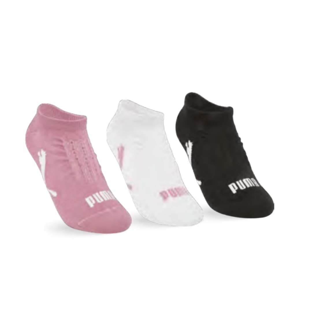 Kit Puma 3 Meias Sapatilha 4755 Preto/Branco/Rosa