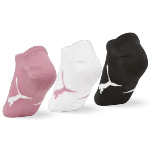 Detalhe - Kit Puma 3 Meias Sapatilha 4755 Preto/Branco/Rosa