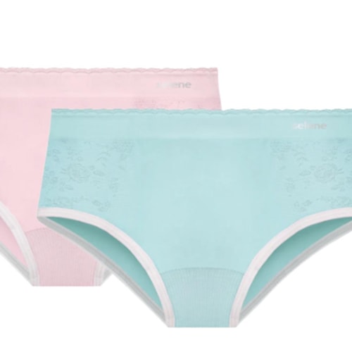 Detalhe - Kit Selene 2 Calcinhas Infantil 20670 Verde/Rosa