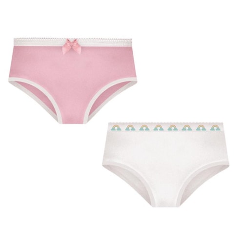 Kit Selene 2 Calcinhas Menina 20650 Rosa/Branco