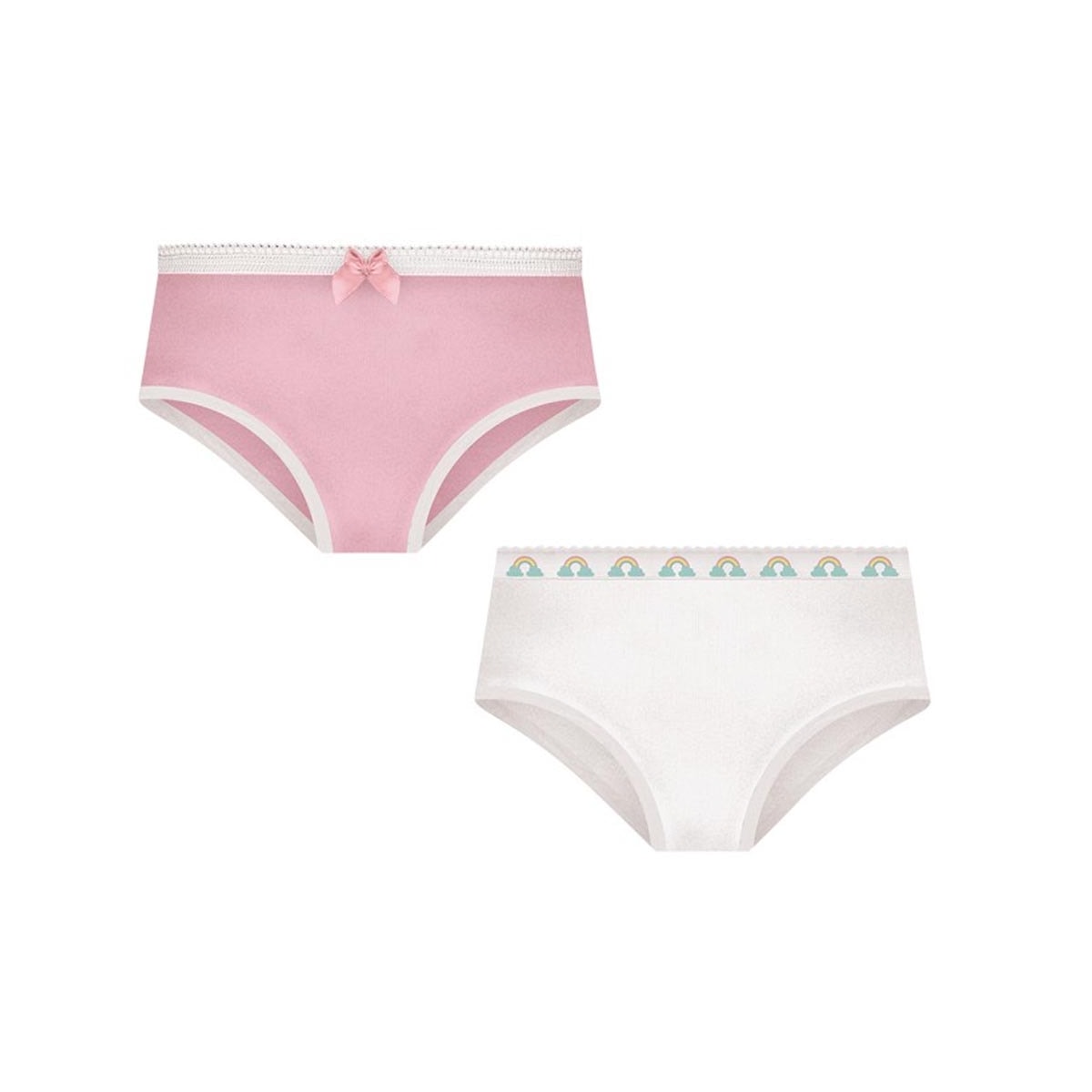 Kit Selene 2 Calcinhas Menina 20650 Rosa/Branco Kit Selene 2 Calcinhas Menina 20650 Rosa/Branco