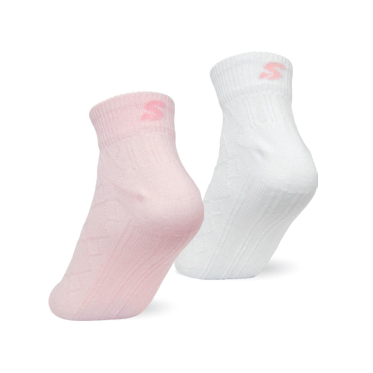 Kit Selene 2 Meias Esportiva Cano Curto 4658 Branco/Rosa