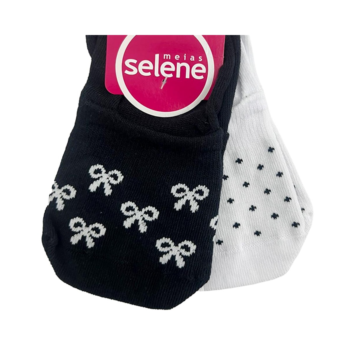 Kit Selene 2 Meias Sapatilha 7380 Preto/Laços Kit Selene 2 Meias Sapatilha 7380 Preto/Laços